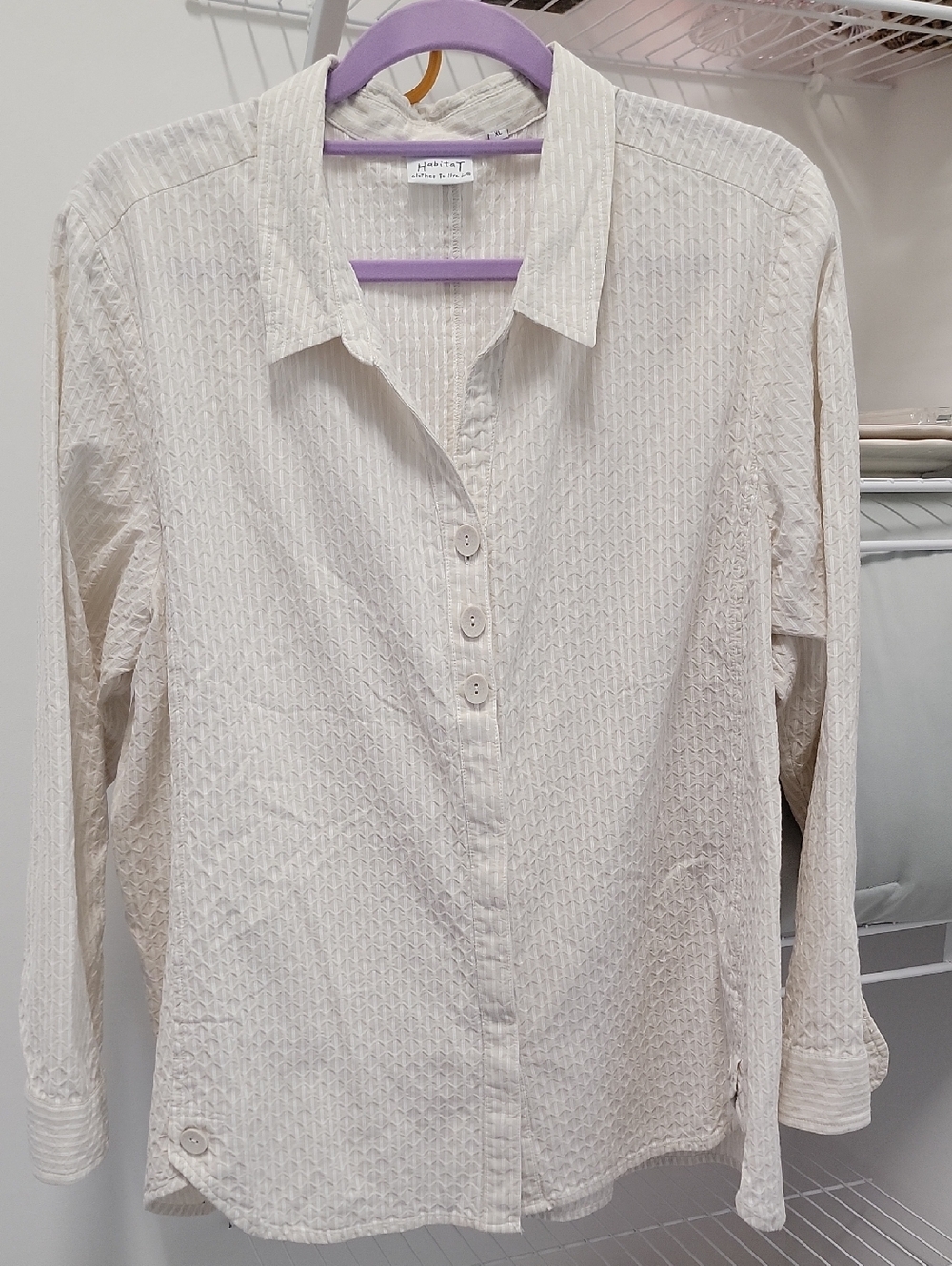 Habitat XL Cream Textured Button-Front Shirt Very Nicely Made!